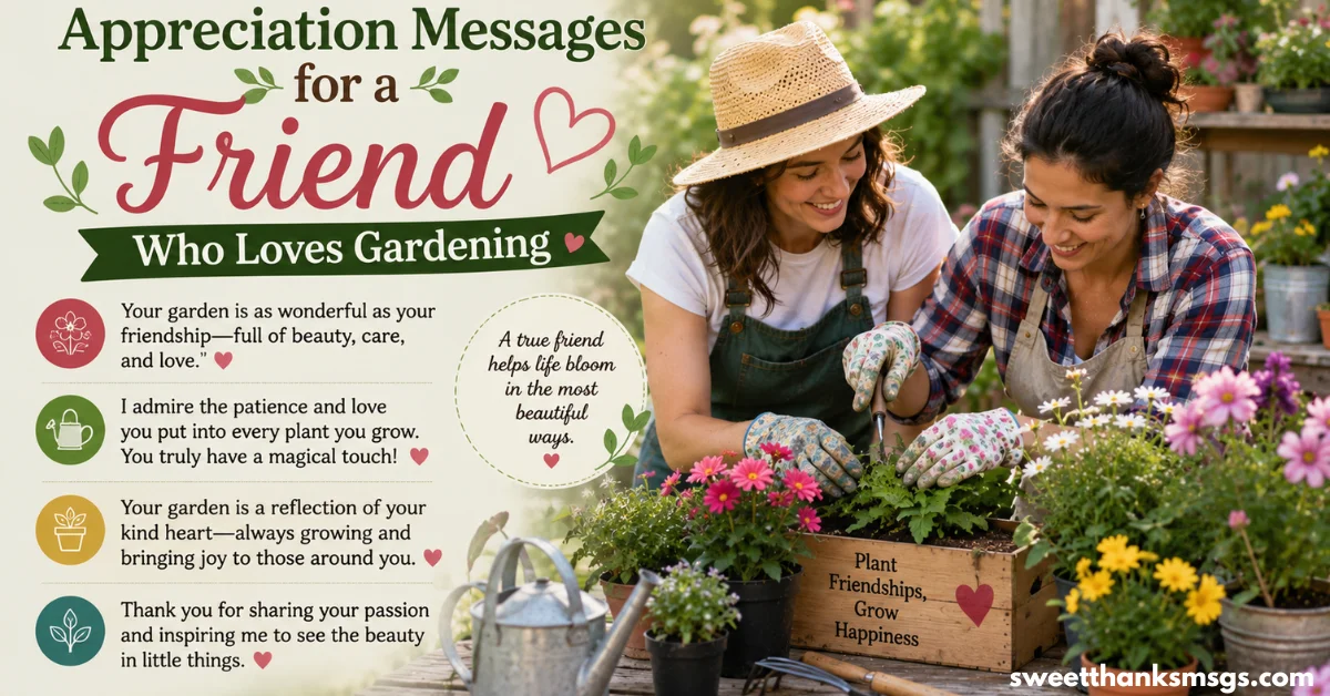Appreciation Messages for a Friend Who Loves Gardening