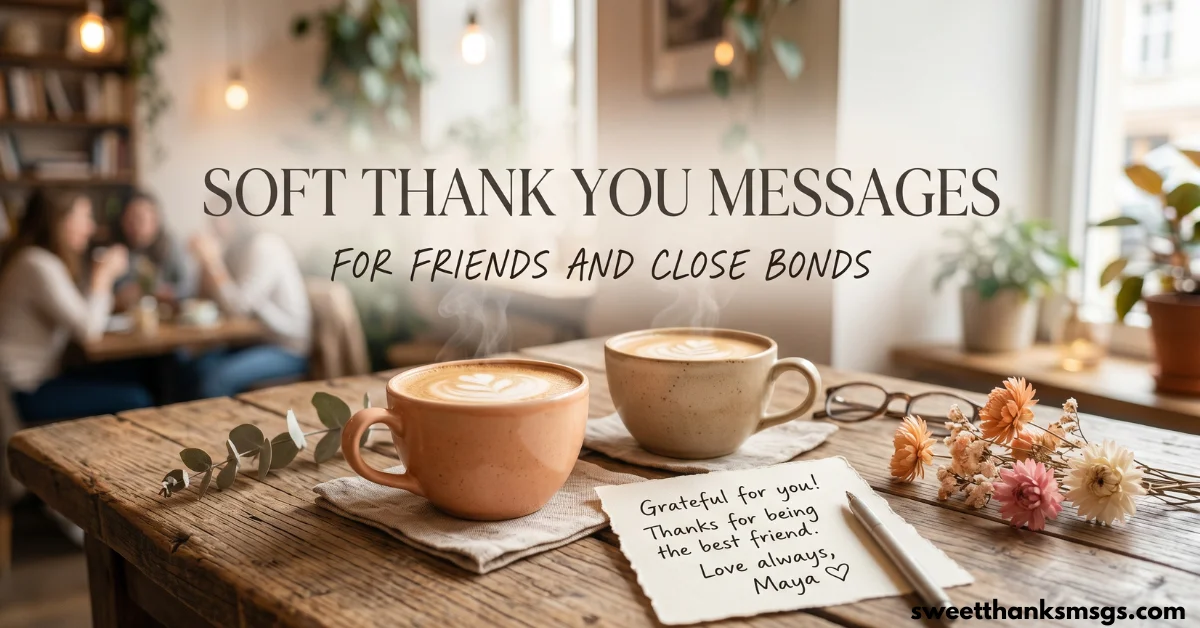 Soft Thank You Messages for Friends and Close Bonds