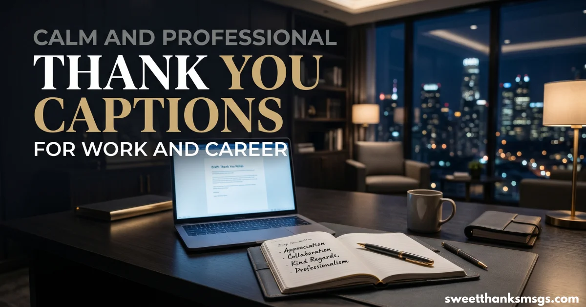 Calm and Professional Thank You Captions for Work and Career