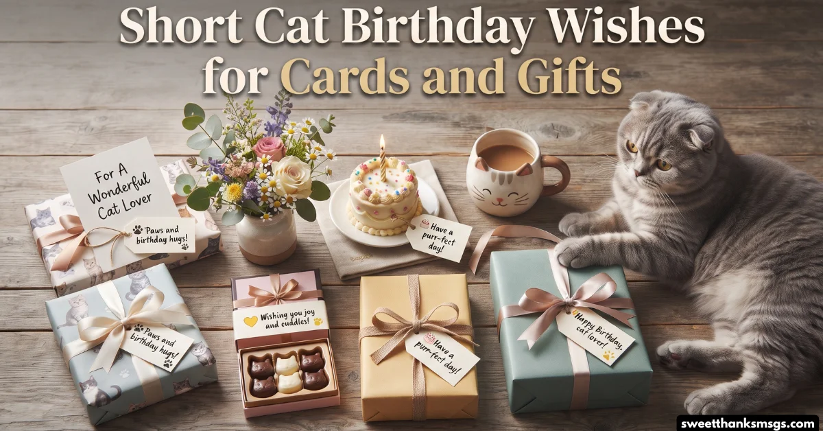 Short Cat Birthday Wishes for Cards and Gifts