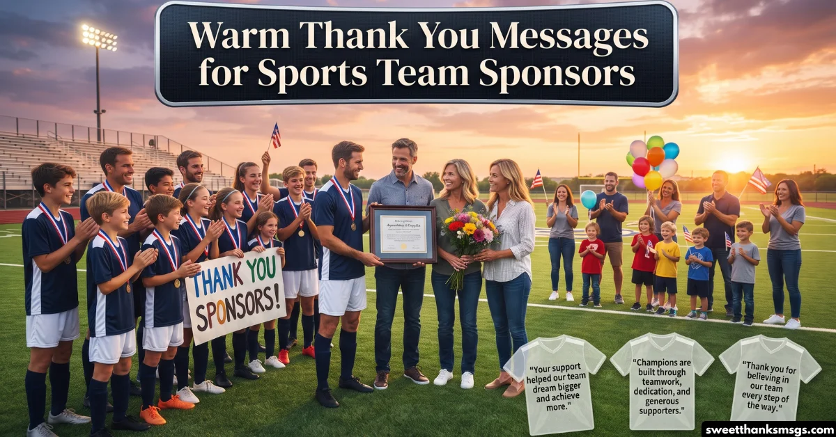 Warm Thank You Messages for Sports Team Sponsors