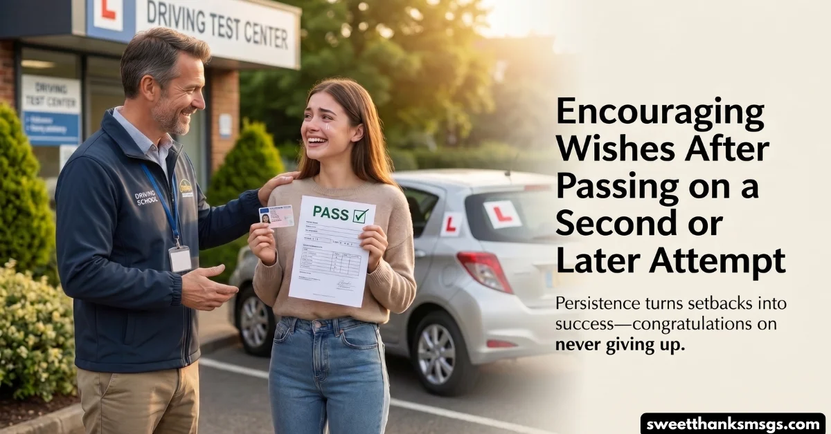 Encouraging Wishes After Passing on a Second or Later Attempt